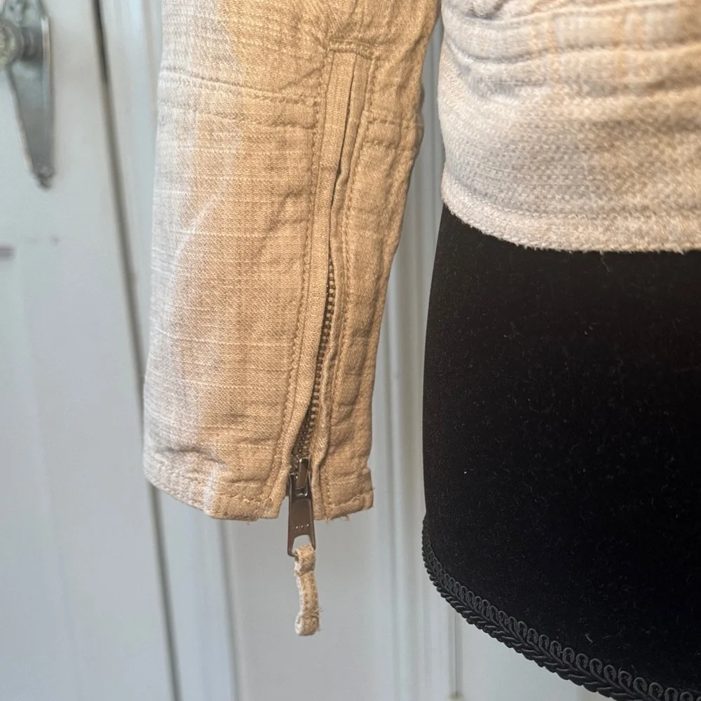 LOFT Women Tan Linen Moto Jacket Size XS casual,chic,versatile,lightweight